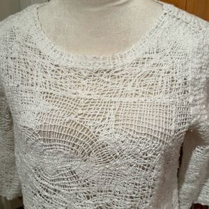 SOFT SURROUNDINGS. Off White Crocheted Top. Round Neck. 3/4 Sleeves. Siz…